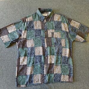 MARIO FERRARI Vintage Large Button Down Leaf Shirt Korean Made Eclectic Granpa